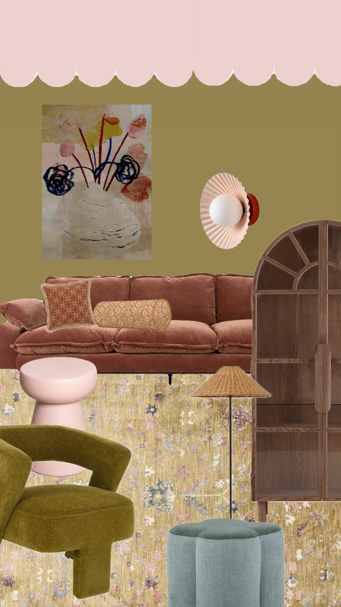 woonkamer met groentinten